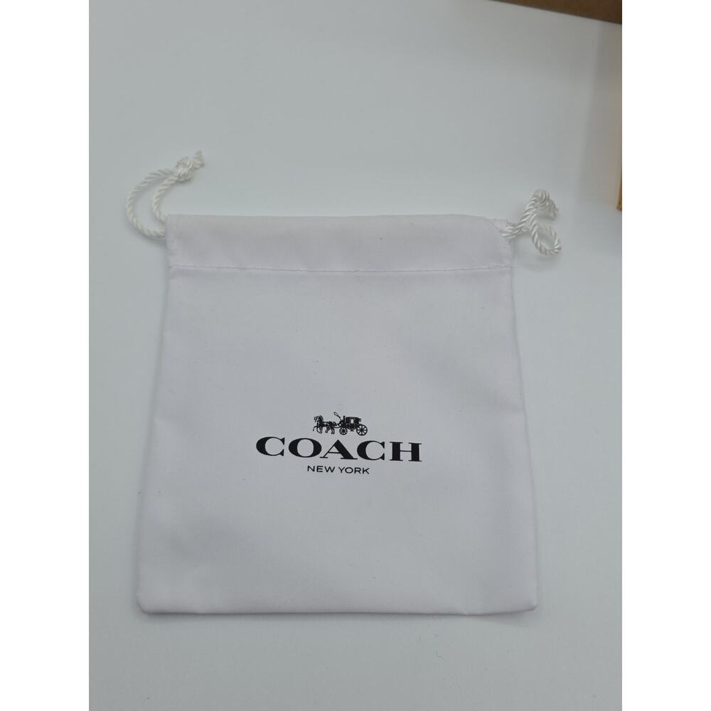 Coach Rose Gold Signature Enamel Round Stud Earrings NWT Gift Box & Gift Bag - Picture 9 of 16
